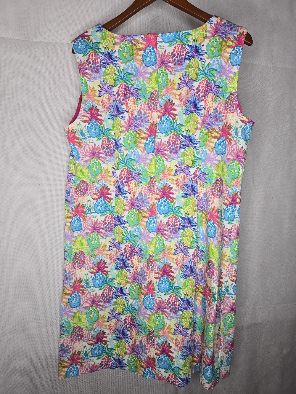 Nicole Miller Pineapple Print Dress Multicolor Tropical Sleeveless Shift  16 - Picture 6 of 12